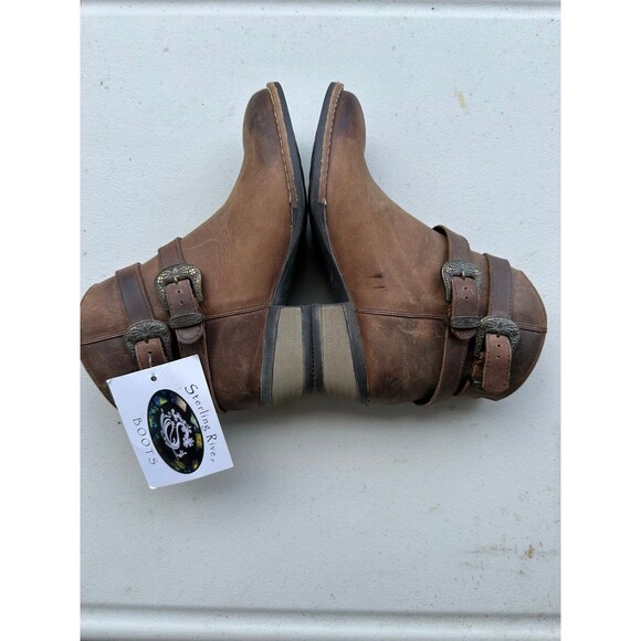Sterling River Style SRC100 Rustic Genuine Leather Ankle Cowboy Boot Booties 8M - Picture 5 of 8